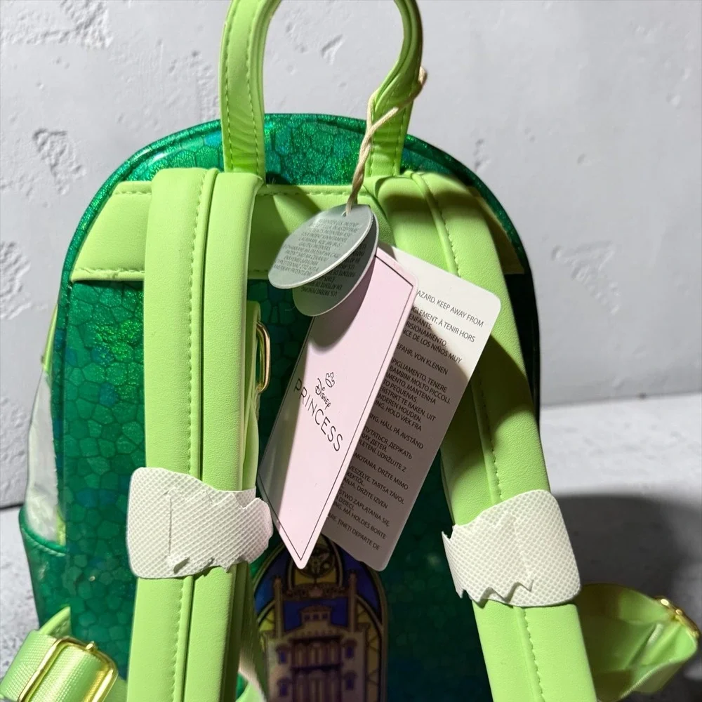 Loungefly Disney Princess Tiana Stained Glass Mini Backpack Green Iridescent New